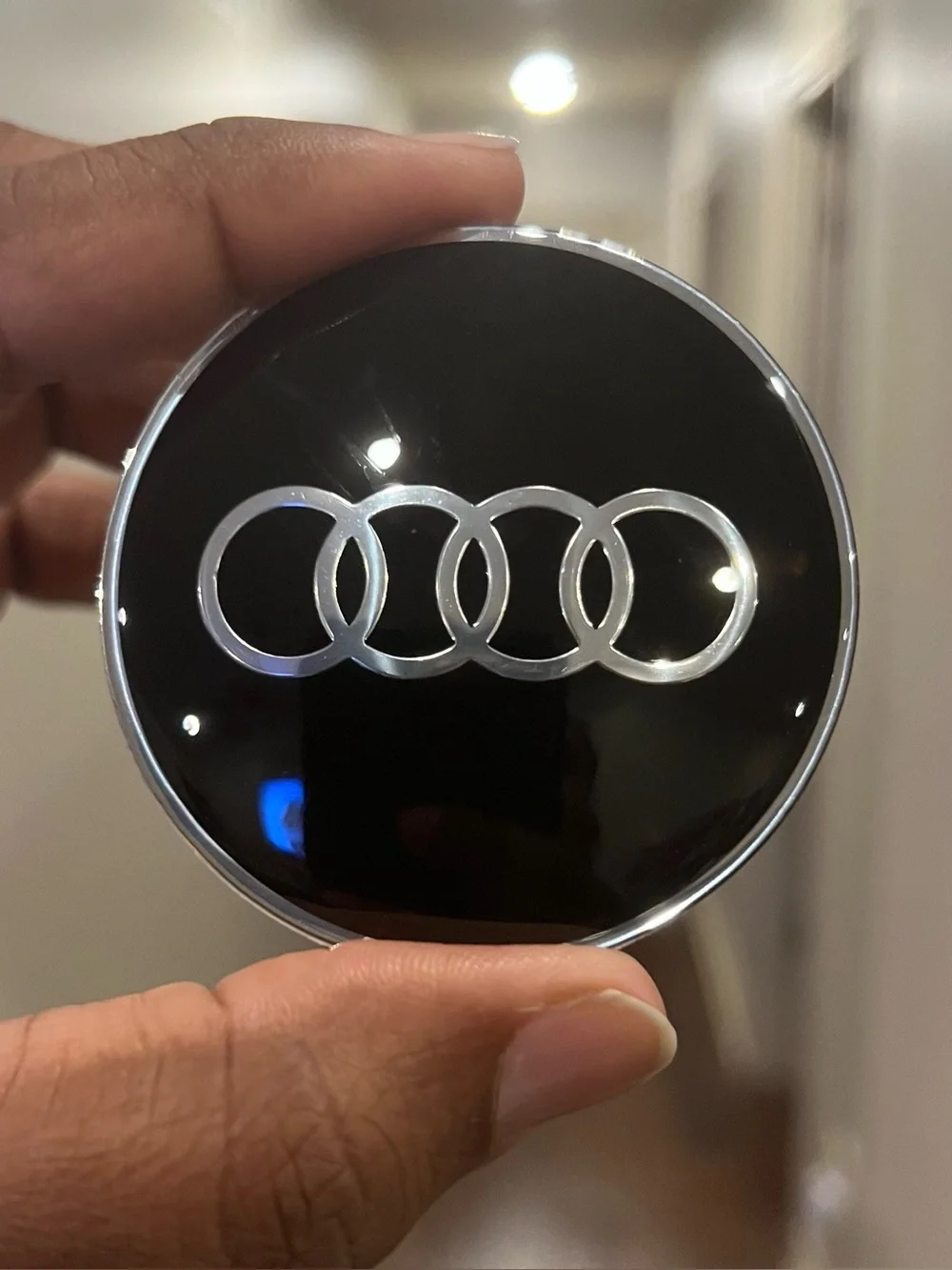 AUDI Black & Chrome Adhesive Center Caps - (4)